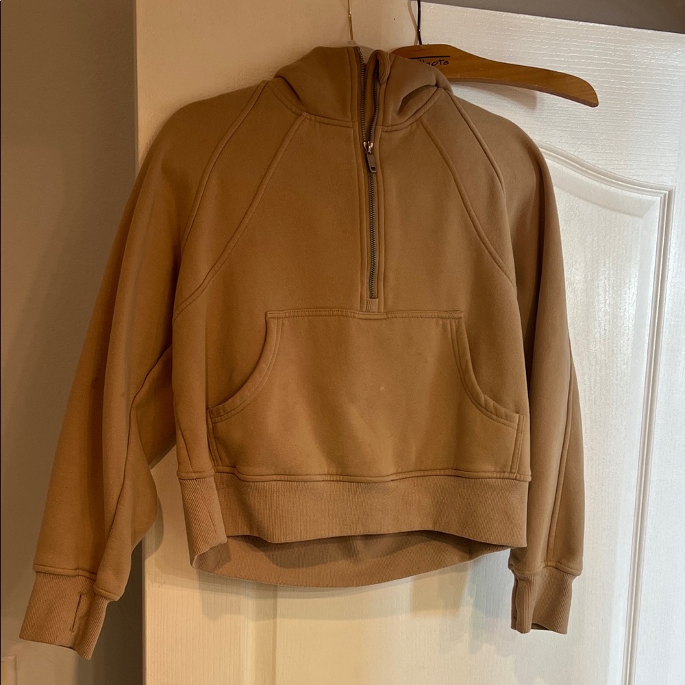 Tan Scuba Half-Zip Hoodie